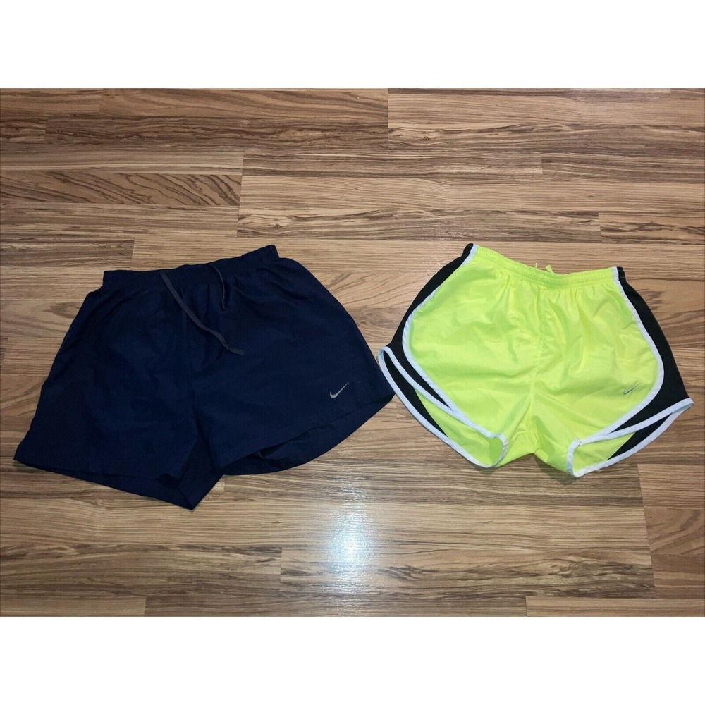 Nike womens Dri-Fit shorts small lot of 2 Navy Blue Yellow